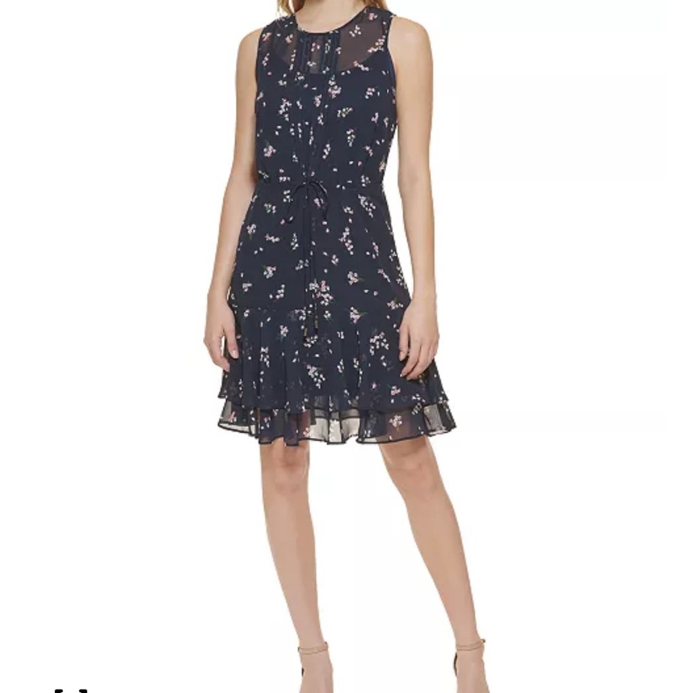 Tommy Hilfiger Navy Floral Midi Dress